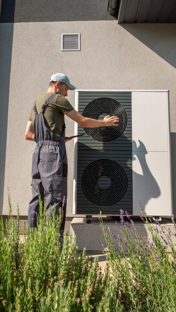 An HVAC professional finishing an AC Installation in York, PA